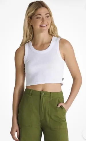 Vans Drew Ribbed Crop Tank Top Womens XL White Sleeveless Casual NEW thumbnail 1
