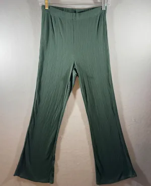 355 | Aerie Womens Small Ribbed‎ High Waisted Flare Lounge Pants Green thumbnail 1