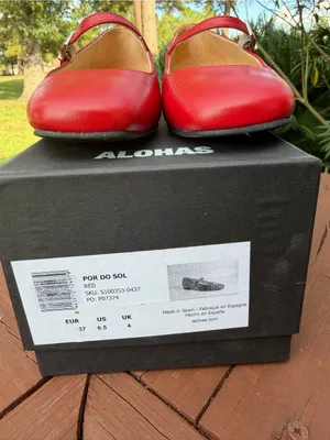 ALOHAS Por Do Sol Red Leather Mary Jane Ballet Flats EU 37 US 6.5 $190 thumbnail 4