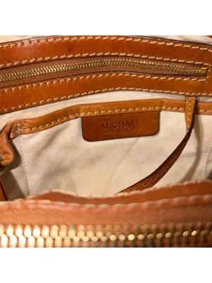 Vintage Michael Kors Leather Saddlebag Bag Purse weekend luggage vacation travel thumbnail 2