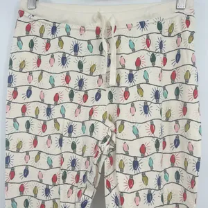 Hanna Andersson Womens Organic‎ Cotton Holiday Christmas Lights Pajama Joggers M thumbnail 2