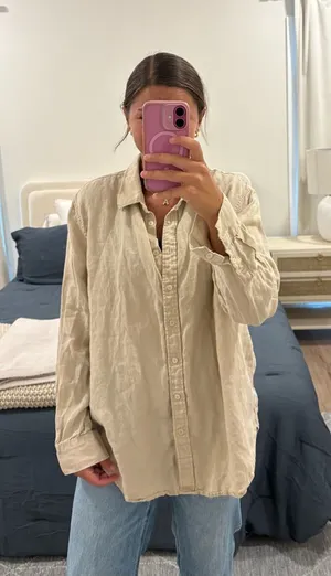 Quince 100% Linen Long Sleeve Top Size XL thumbnail 1