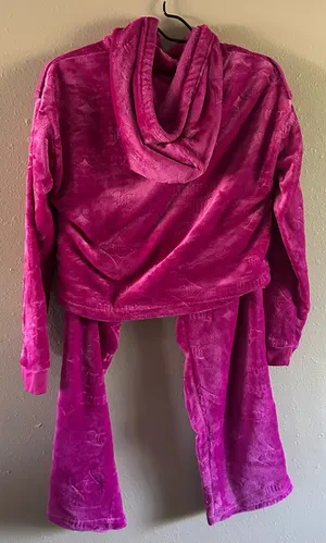 Juicy Couture Velour Tracksuit Set Pink Hoodie & Pants XL Women thumbnail 5