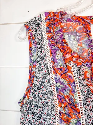 Anthropologie Meadow Rue Floral Colorblock Sleeveless Top, EUC, Medium thumbnail 4