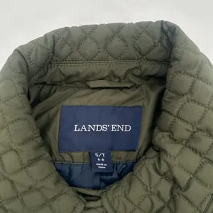 Lands End Quilted Jacket Women’s S TALL 6-8 Green Buttons thumbnail 4