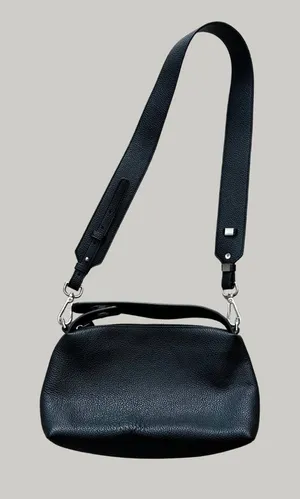 EUC Zara Black Pebbled Faux Leather Crossbody Shoulder Bag Silver Hardware thumbnail 1
