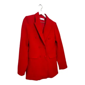 ZARA Red Double Breasted Tailored Blazer Size Small thumbnail 4
