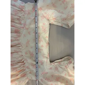 ABLE Pink Floral Babydoll Mini Dress Puff Sleeve Cottagecore Large thumbnail 6