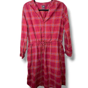 Prana Red Flannel Casual Organic Cotton Loop To Pines Popover Long Sleeve Dress thumbnail 3