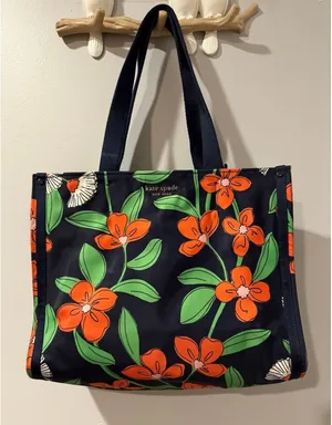 Kate Spade The Little Better Sam‎ Daisy Vines Medium Tote Rich Navy Multicolor J thumbnail 1