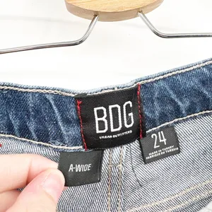 Urban Outfitters BDG Womens A-Wide High Rise Raw Hem‎ Wide Barrel Leg Blue Denim Jeans Size 24 thumbnail 5