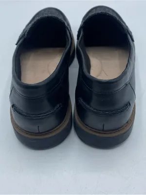 Clarks Raisie Aletta Black Leather Gray Tweed Slip-On Penny Loafers 7M Cushion thumbnail 4