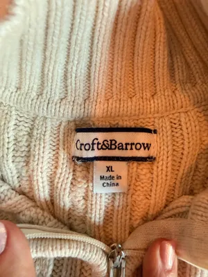 Croft & Barrow Cream Cable Knit Quarter Zip Sweater 100% Cotton XL thumbnail 2