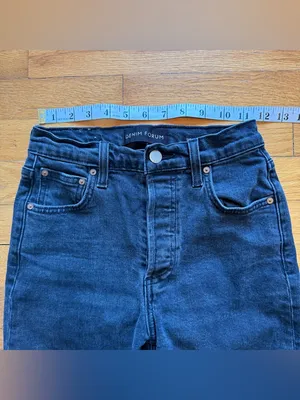 Denim Forum Aritzia the Arlo High Rise Straight Denim Jeans Black‎ size 23 thumbnail 6