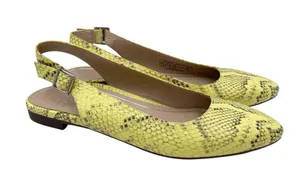 Vionic Jade Slingback Mules Yellow Leather Snakeskin Women's Size 8 Pointed Toe thumbnail 1