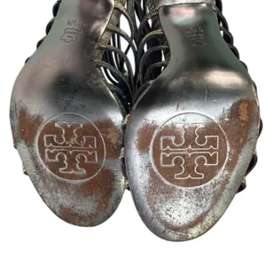 Tory Burch Gladiator Heels Beige Snakeskin Strappy Buckle Stilettos Women's 6.5M thumbnail 12