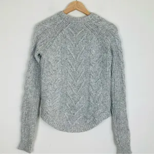 Marine Layer Dani cable knit gray alpaca blend crewneck sweater. Size S thumbnail 3