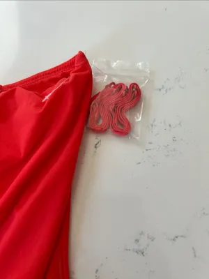 SKIMS Strapless Thong Bodysuit, size Large, Bright Orange/Red, NEW no tag. thumbnail 3