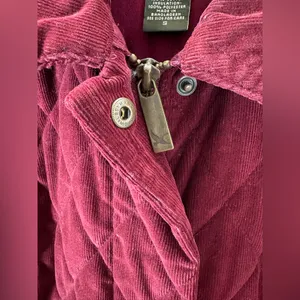 EDDIE BAUER | Women's Small Red Quilted Corduroy Riding Jacket Western Chore EUC thumbnail 3