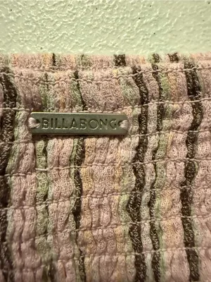 NEW Billabong Pink Striped Smocked Tube Top Bandeau Stretchy XS Festival thumbnail 6