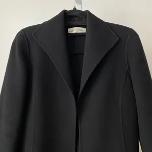 Bloomingdales sz 2P Black 100% Wool Trench Coat ‎ Luxury Minimalist thumbnail 2
