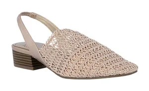 NWT Jones New York Carolton Embroidered Slingback Flats Rose Gold Pink 8.5M thumbnail 1
