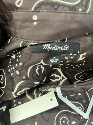 Madewell The Signature Y-Neck Shirt Chocolate Plum Bandana Print Size Medium NWT thumbnail 8