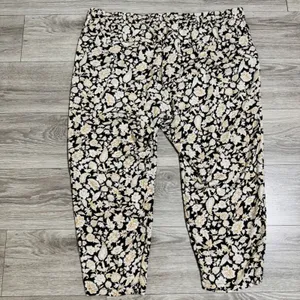 Old Navy Womens Pants XXL Black Tan Floral Print‎ Elastic Waist Cropped Casual thumbnail 7