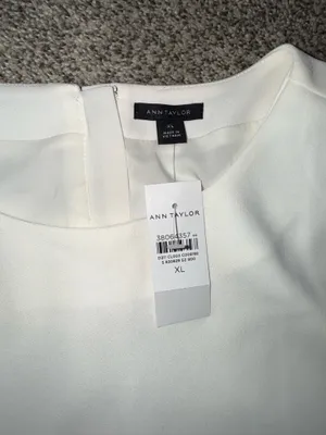 Ann Taylor White Long Sleeve Back-Zip Cropped Top thumbnail 2