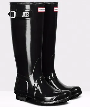 Hunter Black Winter Rain Boots High Shine Waterproof thumbnail 1
