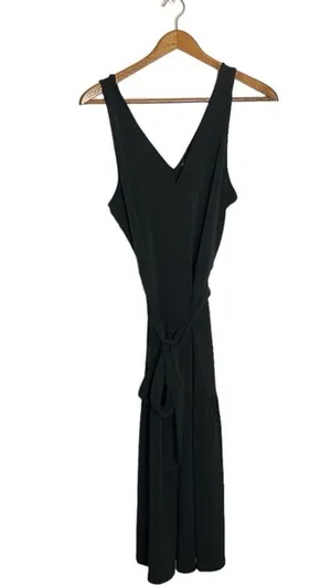 BANANA REPUBLIC Black Sleeveless V-neck Knit Midi Dress thumbnail 1