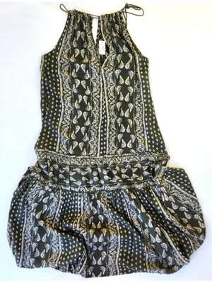 World Market Women's Cotton Tired Maxi Summer Halter Printed Dress Green New S/M thumbnail 1