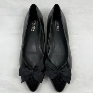 Kenneth Cole Reaction Black Textured Bow Pointed Toe Ballet‎ Flats Shoes 7.5 thumbnail 4