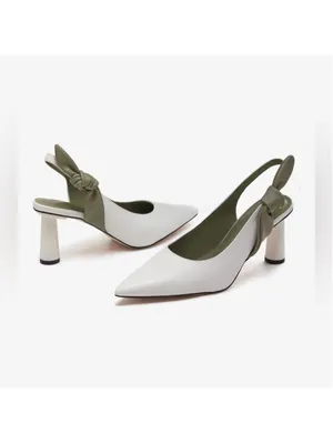 NEW Slingback Closed Pointed Toe Heels Bowknot Slip Dress Pumps 7.5 thumbnail 4