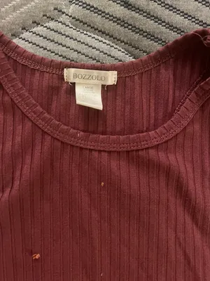 Bozzolo Large  Maroon Ribbed Cropped Tank thumbnail 3