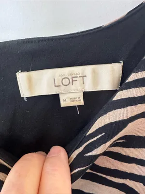 LOFT Tan & Black Zebra Stripe Sleeveless Midi Dress thumbnail 2