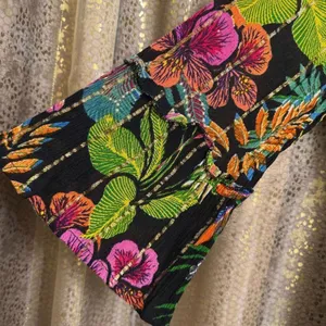 ME 2 MAGIC Anthropologie Black Floral Tropical Colorful‎ Maxi Dress L NWT thumbnail 4