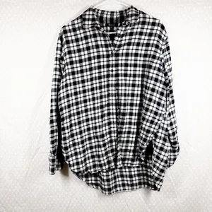 Madewell Black White Plaid Bridgeport Button Up‎ Flannel Top thumbnail 2