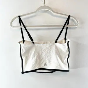 Alo Airbrush Streamlined Bra Tank Top Ivory White Black Medium thumbnail 5