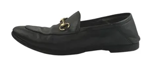 Gucci Women's Black Leather Horsebit Accent Slip On Loafers Flats 35 1/2 US 4.5 thumbnail 1