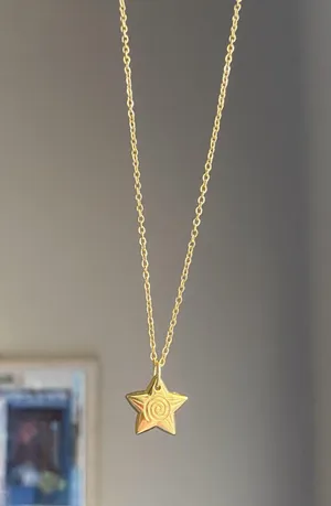 Handmade grunge y2k star swirl fully gold stainless steel chain necklace💫🌀 thumbnail 3