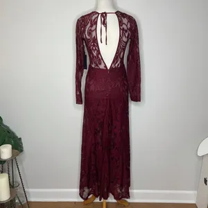 Forever 21- Burgundy Long Lace Dress thumbnail 4
