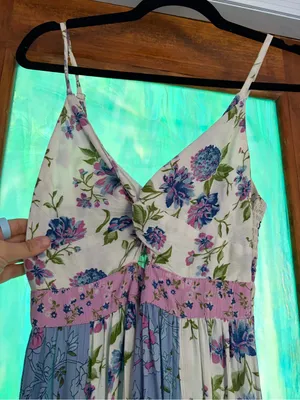 Angie pink and purple floral patchwork dress thumbnail 6