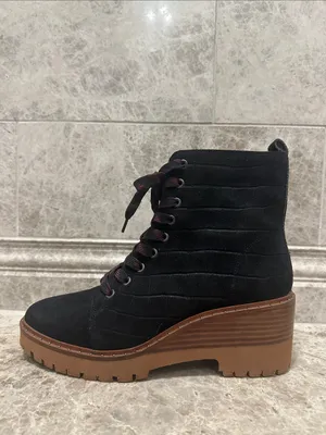 Vince Camuto Debsen Suede Lug Sole Boots Size 8.5 Euro 39 Black thumbnail 8