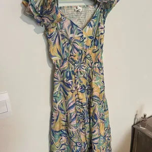 &merci Love Forever Floral Print Cut Out‎ Back Midi Dress Blue Multi M thumbnail 12