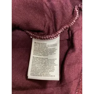Lands End Women Quilted Pullover Hoodie Burgundy Snap Neck Sweatshirt Medium NWT thumbnail 3