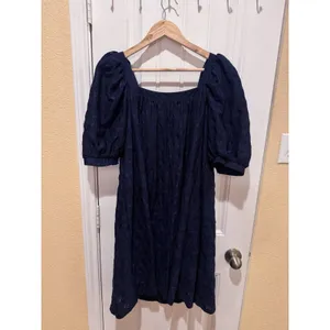 ANTHROPOLOGIE Maeve Puff-Sleeved Sweetheart Mini dress M BLUE color thumbnail 7