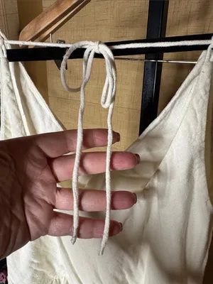 Free People Intimately Ivory Linen Blend Tiered Mini Dress Medium Cottagecore thumbnail 4