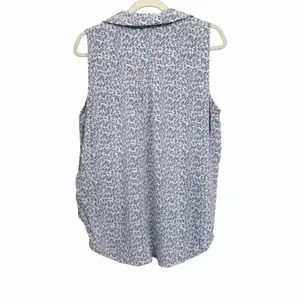 Maeve Anthropologie Womens Sz L Blue Floral Polka Dot V Neck Sleeveless Blouse thumbnail 5