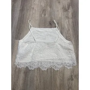 Abercrombie & Fitch Ultra Flirt White Floral Lace Crop Top Square Neck Large thumbnail 3